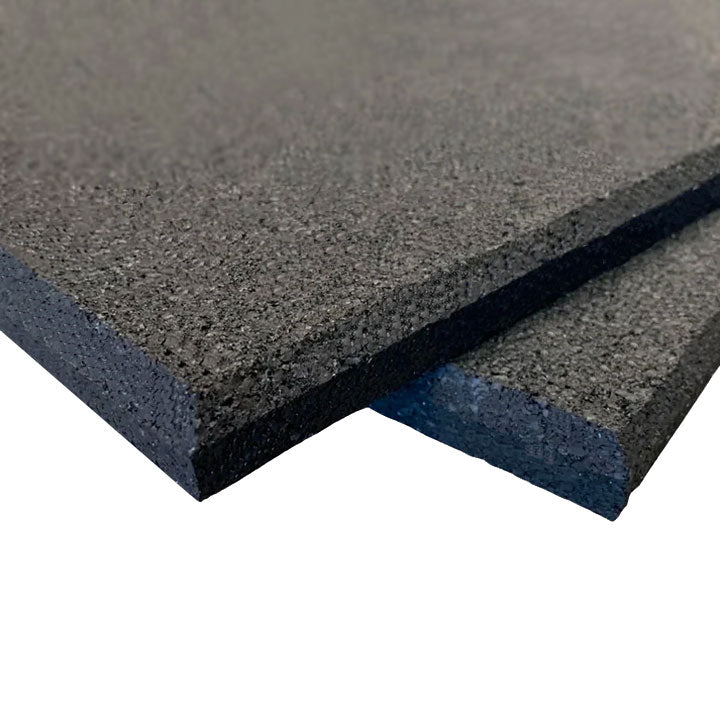 Command black 15 mm rubber gym tile surface and thickness; overlapping tiles shown, offer is one tile