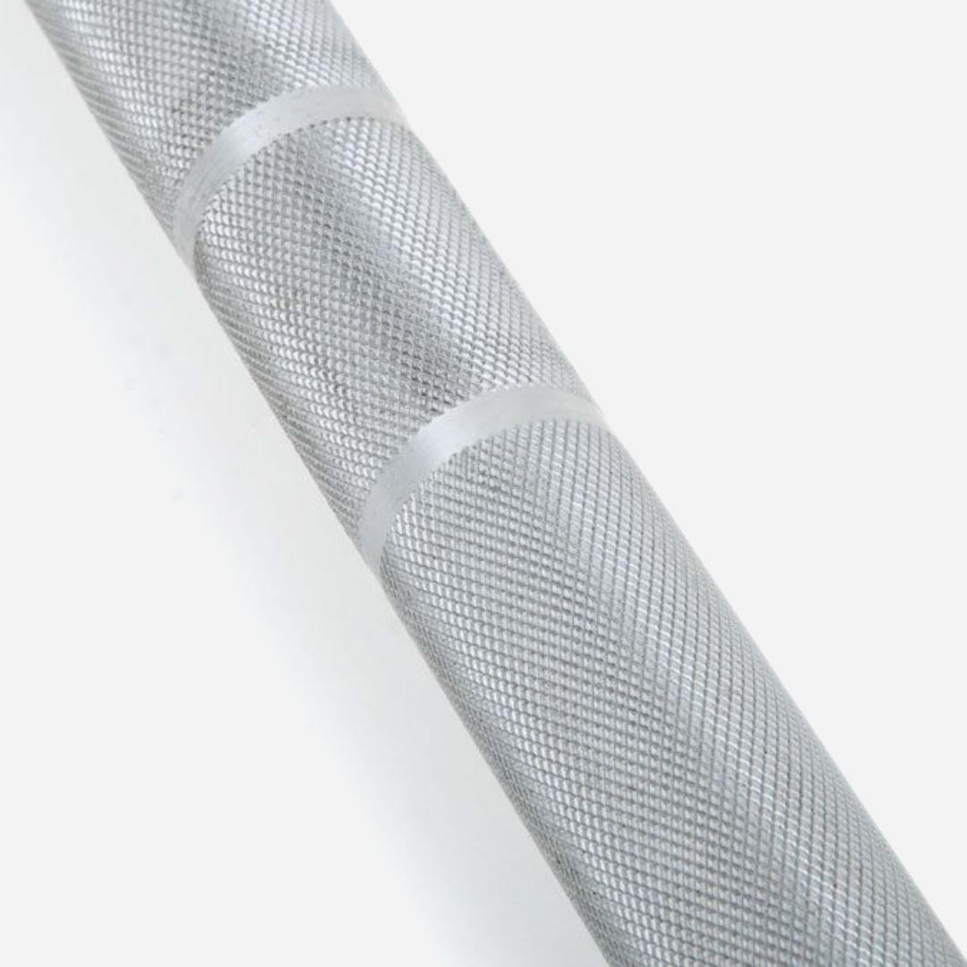 Iron Edge Eco barbell knurling and grip mark close-up
